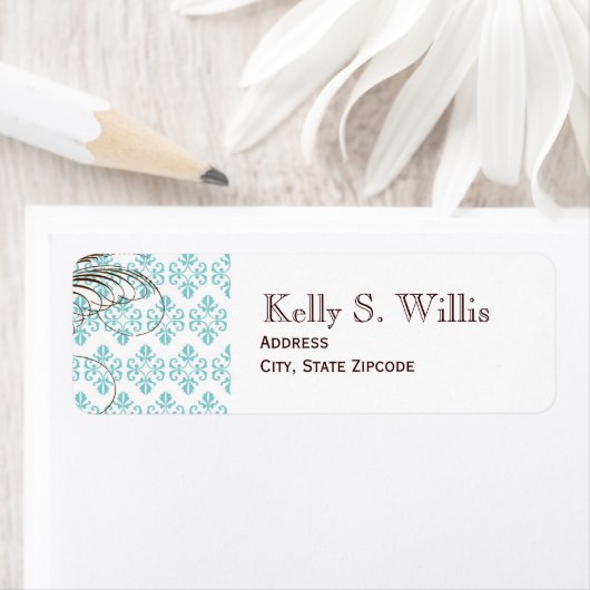 Blue Damask Address Address Labels (Insitu)