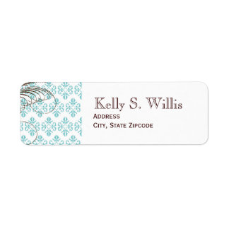 Blue Damask Address Address Labels