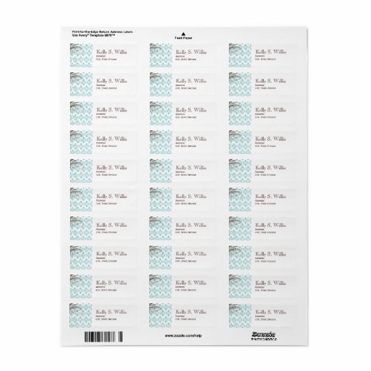 Blue Damask Address Address Labels (Vorne)