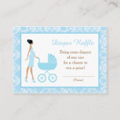 Blue Damask African American Baby Shower Raffle Begleitkarte (Vorderseite)