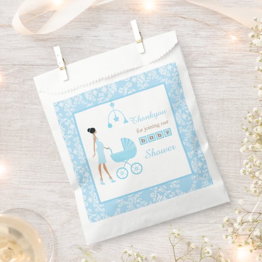 Blue Damask Afroamerikanerin Babydusche Geschenktütchen (Ausgeschnitten)