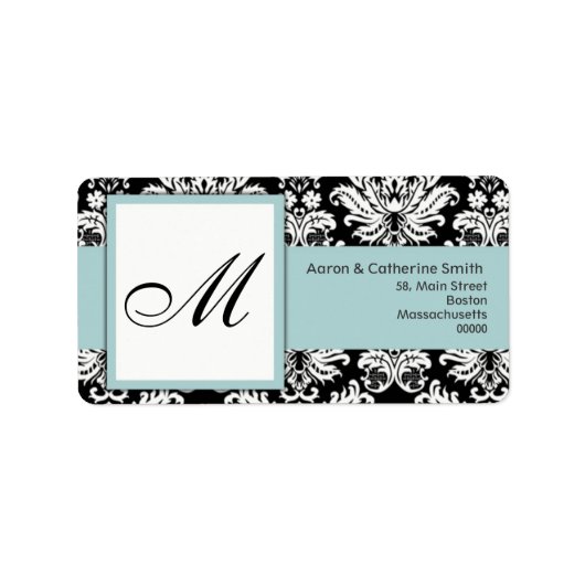 Blue Damask Anpassbare Adressmarken Adressaufkleber (Vorne)