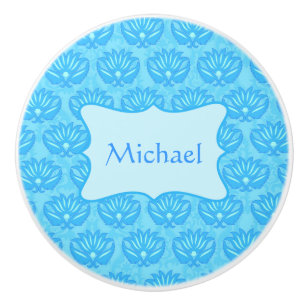 Blue Damask Baby Boy Name Personalisiert Keramikknauf