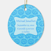 Blue Damask Baby Boy Name Personalisiert Keramikornament (Links)