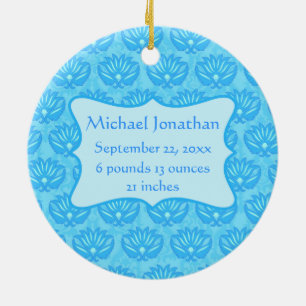Blue Damask Baby Boy Name Personalisiert Keramikornament
