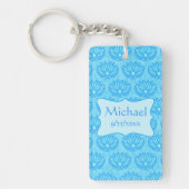 Blue Damask Baby Boy Name Personalisiert Schlüsselanhänger (Vorderseite)