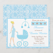 Blue Damask Blonde erwartet junge Babydusche