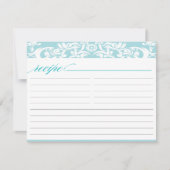 Blue Damask Brautparty Rezept Card (Vorderseite)