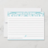 Blue Damask Brautparty Rezept Card (Rückseite)