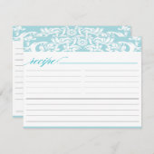 Blue Damask Brautparty Rezept Card (Vorne/Hinten)