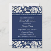 Blue Damask Bridal Luncheon Einladung Karte (Rückseite)
