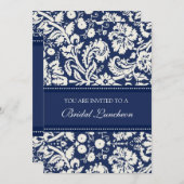 Blue Damask Bridal Luncheon Einladung Karte (Vorne/Hinten)