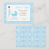 Blue Damask Brünett Frauenbaby-Dusche Begleitkarte (Vorne/Hinten)