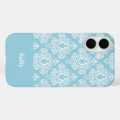 Blue Damask Case-Mate iPhone Hülle (Rückseite (Horizontal))