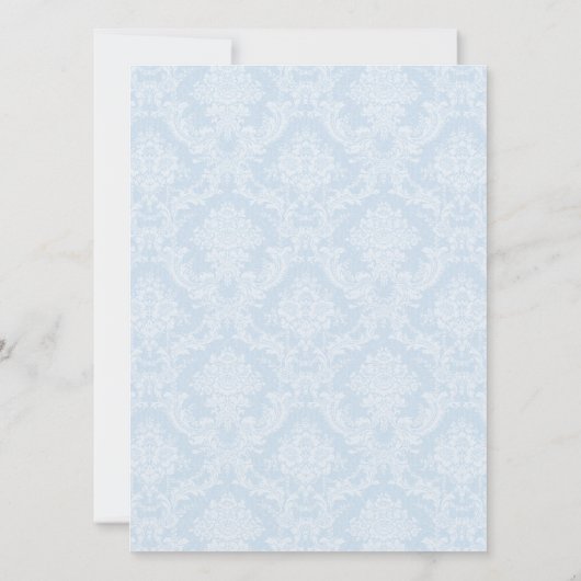 Blue Damask Cross Baptisse Einladung (Rückseite)