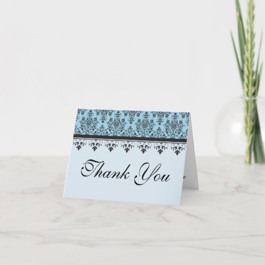 Blue Damask Custom Danke Card (Vorderseite)