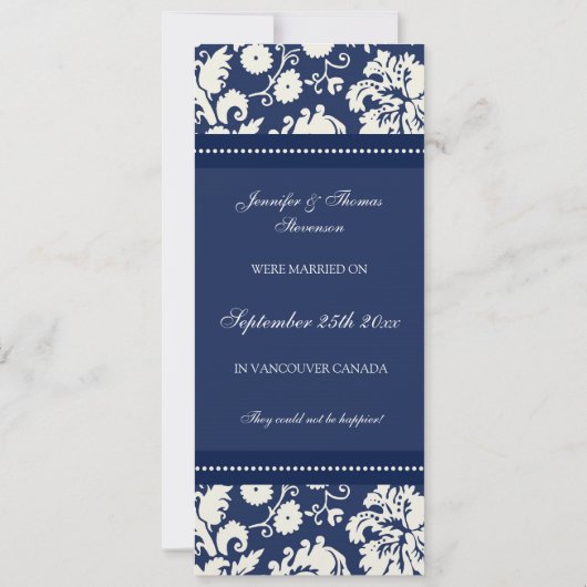 Blue Damask Elopunctions Cards Ankündigung (Rückseite)
