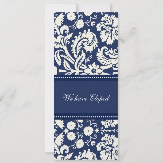 Blue Damask Elopunctions Cards Ankündigung (Vorderseite)