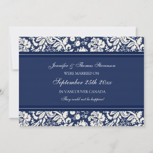 Blue Damask Elopunctions Cards Ankündigung (Rückseite)