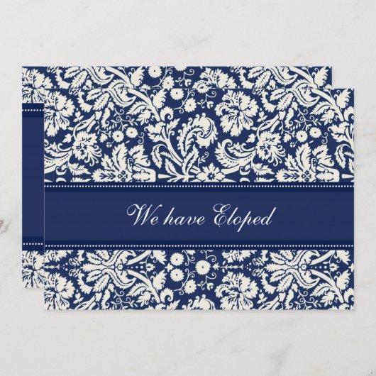Blue Damask Elopunctions Cards Ankündigung (Vorne/Hinten)
