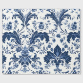 Blue Damask Geschenkpapier (Flach)