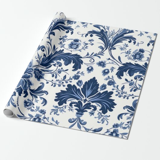 Blue Damask Geschenkpapier (Ungerollt)