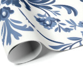 Blue Damask Geschenkpapier (Rolleneckpunkt)