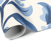 Blue Damask Geschenkpapier (Rolleneckpunkt)