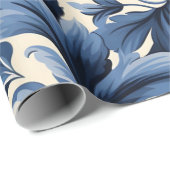 Blue Damask Geschenkpapier (Rolleneckpunkt)