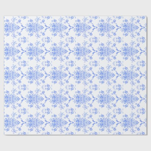 Blue Damask Geschenkpapier (Flach)