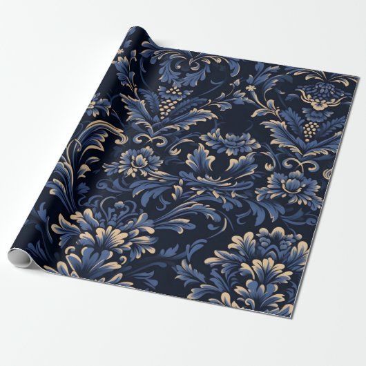 Blue Damask Geschenkpapier (Ungerollt)
