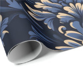 Blue Damask Geschenkpapier (Rolleneckpunkt)