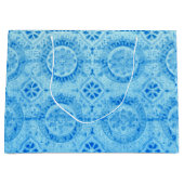 Blue Damask Geschenktasche Große Geschenktüte (Vorderseite)