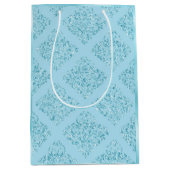 Blue Damask Glitzer Modernes Design Mittlere Geschenktüte (Vorderseite)