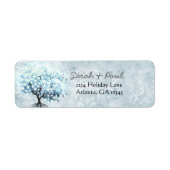 Blue Damask Heart Leaf Tree Hochzeitmarken (Vorne)