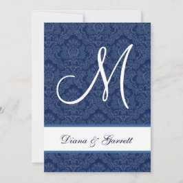 Blue Damask Hochzeit A452D Einladung