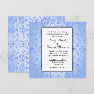 Blue Damask Hochzeitseinladung Einladung