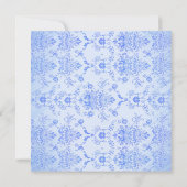 Blue Damask Hochzeitseinladung Einladung (Rückseite)
