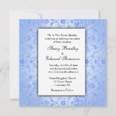 Blue Damask Hochzeitseinladung Einladung (Vorderseite)