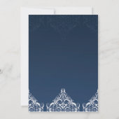 Blue Damask Hochzeitseinladung Einladung (Rückseite)