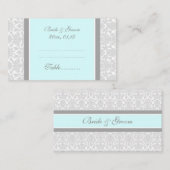Blue Damask Hochzeitstisch-Platzierungskarten Platzkarte (Vorne/Hinten)