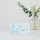 Blue Damask Hochzeitstisch-Platzkarten Platzkarte (Stehend Vorderseite)