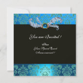 BLUE DAMASK ,JEWEL OWL ,ELF HAT,DIAMOND FEATHERS EINLADUNG (Rückseite)