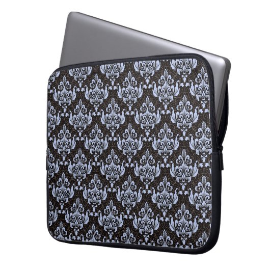 Blue Damask Laptop Sleeve (Vorderseite Links)