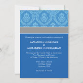 Blue Damask Magnetic Wedding Einladung (Vorderseite)