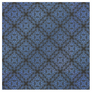 Blue Damask Medallion Pattern Stoff