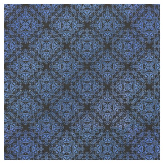 Blue Damask Medallion Pattern Stoff (Nahaufnahme)