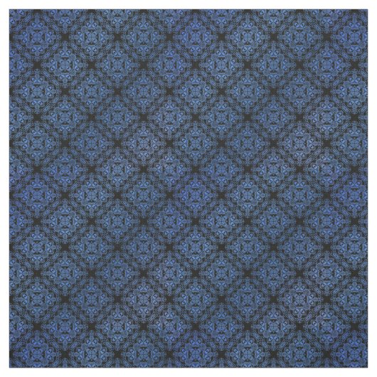 Blue Damask Medallion Pattern Stoff (Muster)
