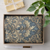 Blue Damask mit Gold-Muster-Decoupage Seidenpapier (Geschenk)