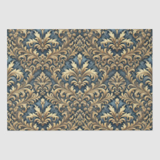 Blue Damask mit Gold-Muster-Decoupage Seidenpapier